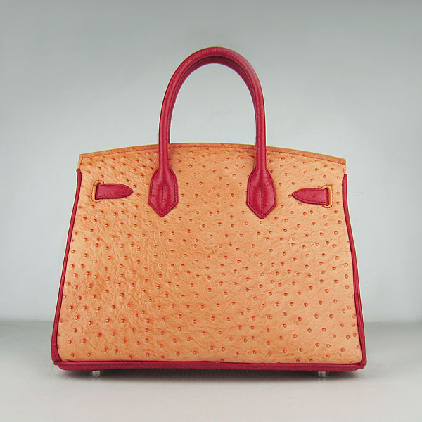 Replica Hermes Birkin 30CM Ostrich Veins Handbag Red/Orange/Green 6088 On Sale